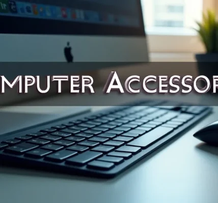 The image shows a variety of computer accessories and peripherals, explaining them simply.
