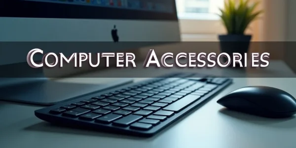 The image shows a variety of computer accessories and peripherals, explaining them simply.