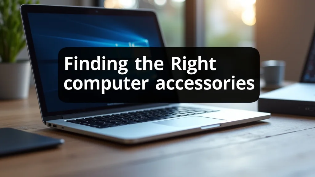 The image shows a laptop with various computer accessories like a mouse and keyboard, ideal for finding the right ones.