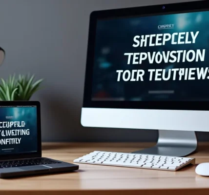 The image shows a clean desk setup with a sleek monitor, ergonomic keyboard, and mouse, perfect for upgrading your workspace.